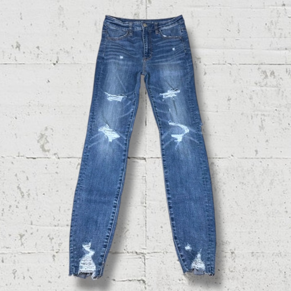 American Eagle Outfitters Distressed Denim Highest Rise Jegging Skinny Jeans